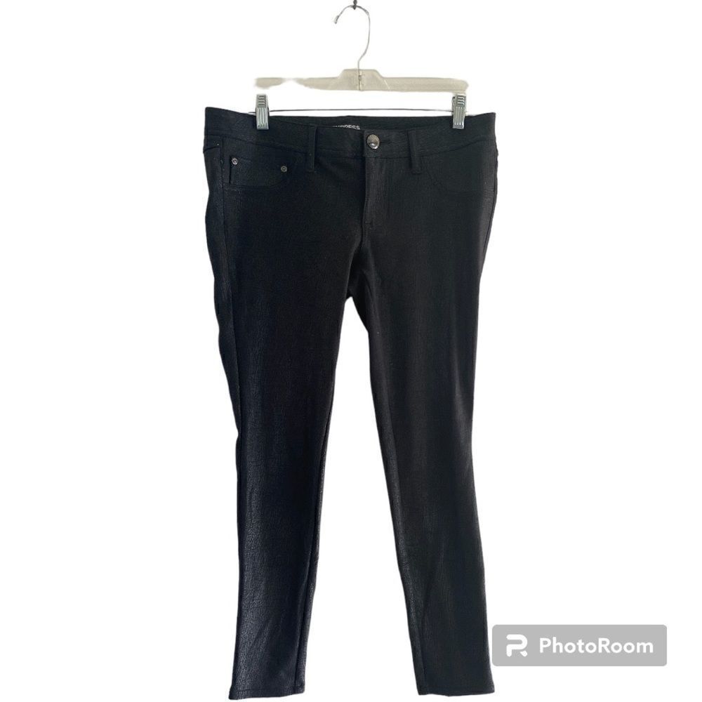 Express Faux Leather Coated Skinny Ankle Zip Pants Black Size Medium